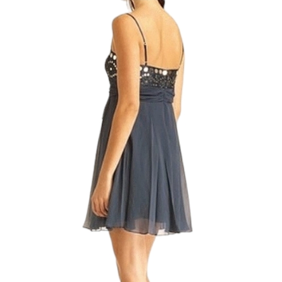 BCBGMaxAzria Silk Dress‎ Mini Chiffon Bead Sequins Cocktail Little Black Women 6 - Picture 6 of 14